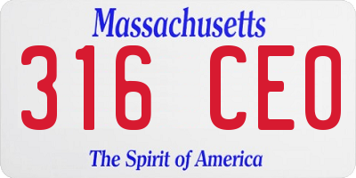MA license plate 316CE0