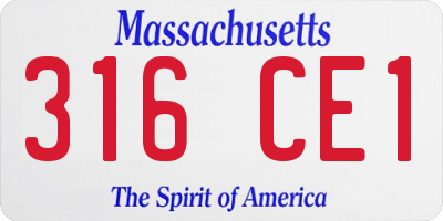 MA license plate 316CE1