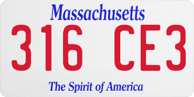 MA license plate 316CE3