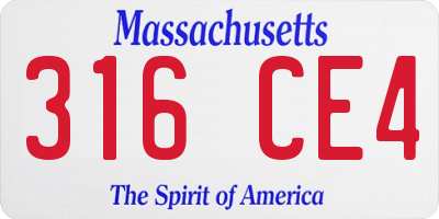 MA license plate 316CE4