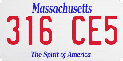 MA license plate 316CE5