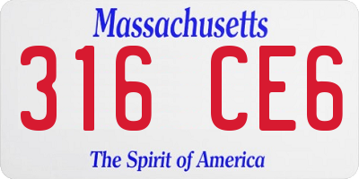 MA license plate 316CE6