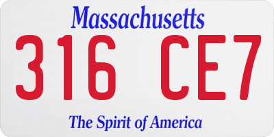 MA license plate 316CE7