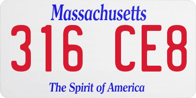 MA license plate 316CE8