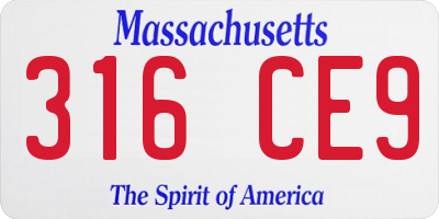 MA license plate 316CE9