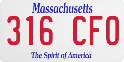 MA license plate 316CF0