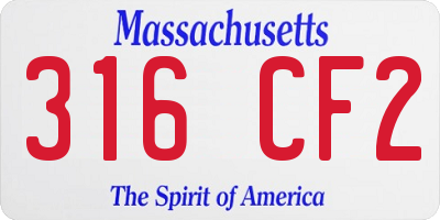 MA license plate 316CF2