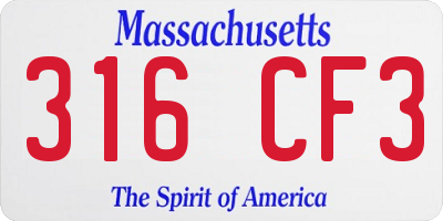 MA license plate 316CF3