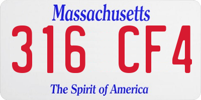 MA license plate 316CF4