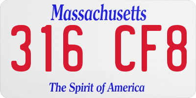 MA license plate 316CF8