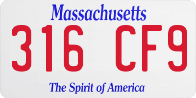 MA license plate 316CF9
