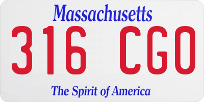 MA license plate 316CG0