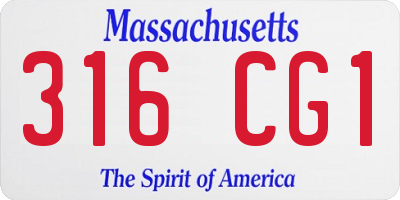 MA license plate 316CG1