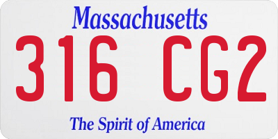 MA license plate 316CG2