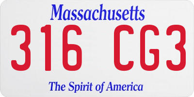 MA license plate 316CG3