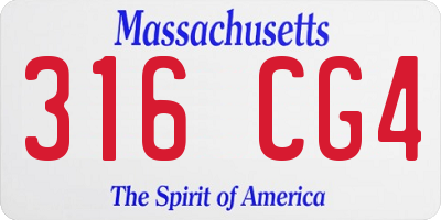 MA license plate 316CG4