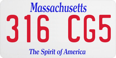 MA license plate 316CG5