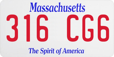 MA license plate 316CG6