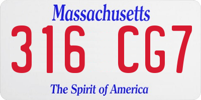 MA license plate 316CG7
