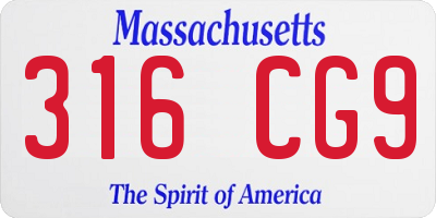 MA license plate 316CG9