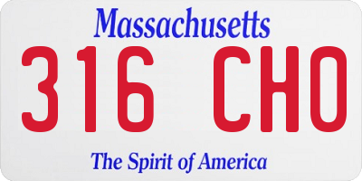 MA license plate 316CH0