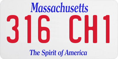 MA license plate 316CH1
