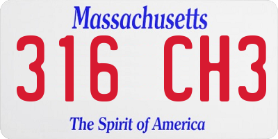 MA license plate 316CH3