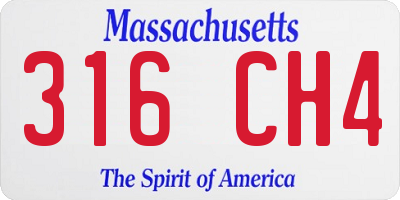 MA license plate 316CH4