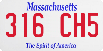 MA license plate 316CH5