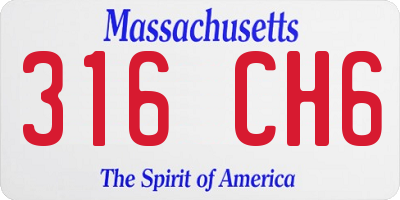 MA license plate 316CH6