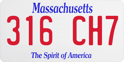MA license plate 316CH7