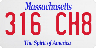 MA license plate 316CH8