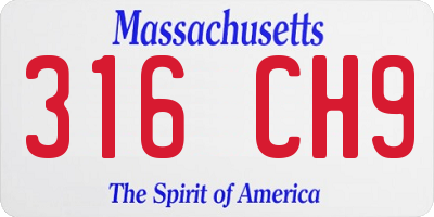 MA license plate 316CH9