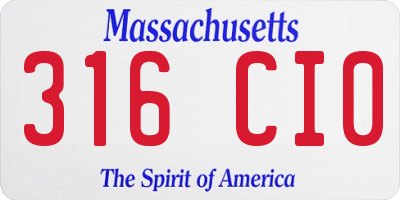 MA license plate 316CI0