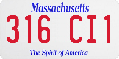 MA license plate 316CI1