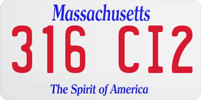 MA license plate 316CI2
