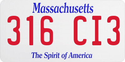 MA license plate 316CI3