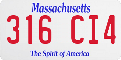 MA license plate 316CI4
