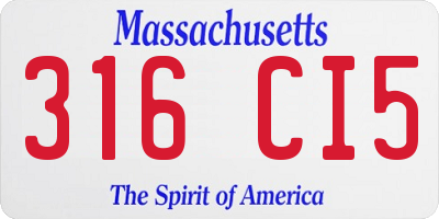 MA license plate 316CI5