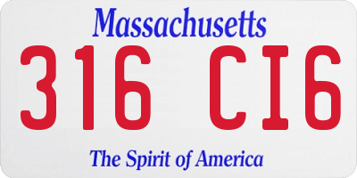 MA license plate 316CI6