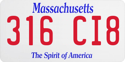 MA license plate 316CI8