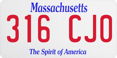 MA license plate 316CJ0