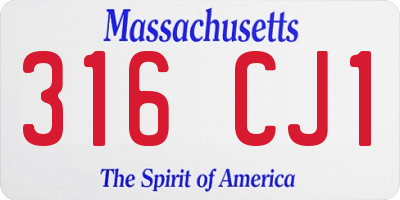 MA license plate 316CJ1
