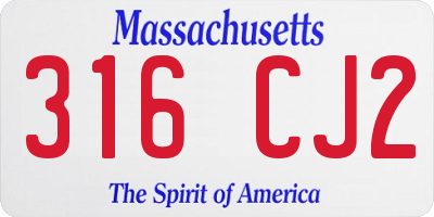 MA license plate 316CJ2