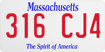 MA license plate 316CJ4