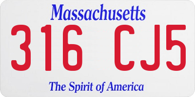 MA license plate 316CJ5