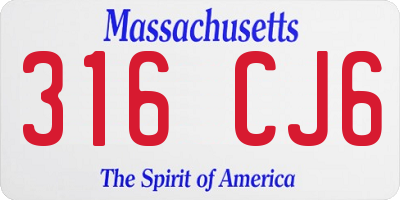 MA license plate 316CJ6