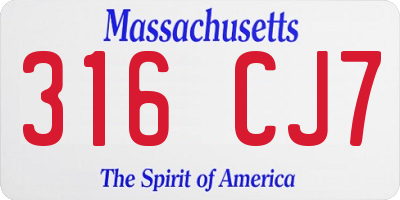 MA license plate 316CJ7
