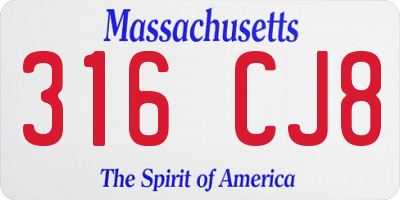 MA license plate 316CJ8