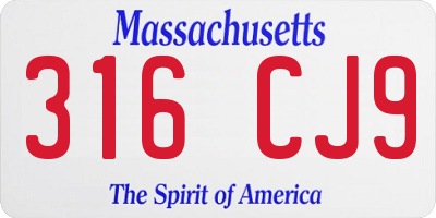 MA license plate 316CJ9